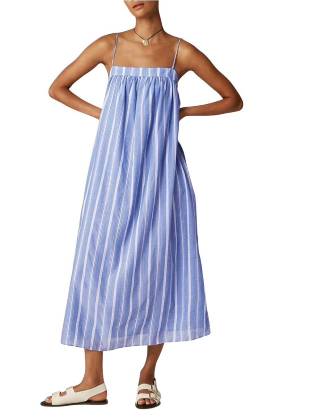 NWT J.CREW Floaty Midi Dress In Striped Cotton Voile Relaxed Fit Resort Sz XL